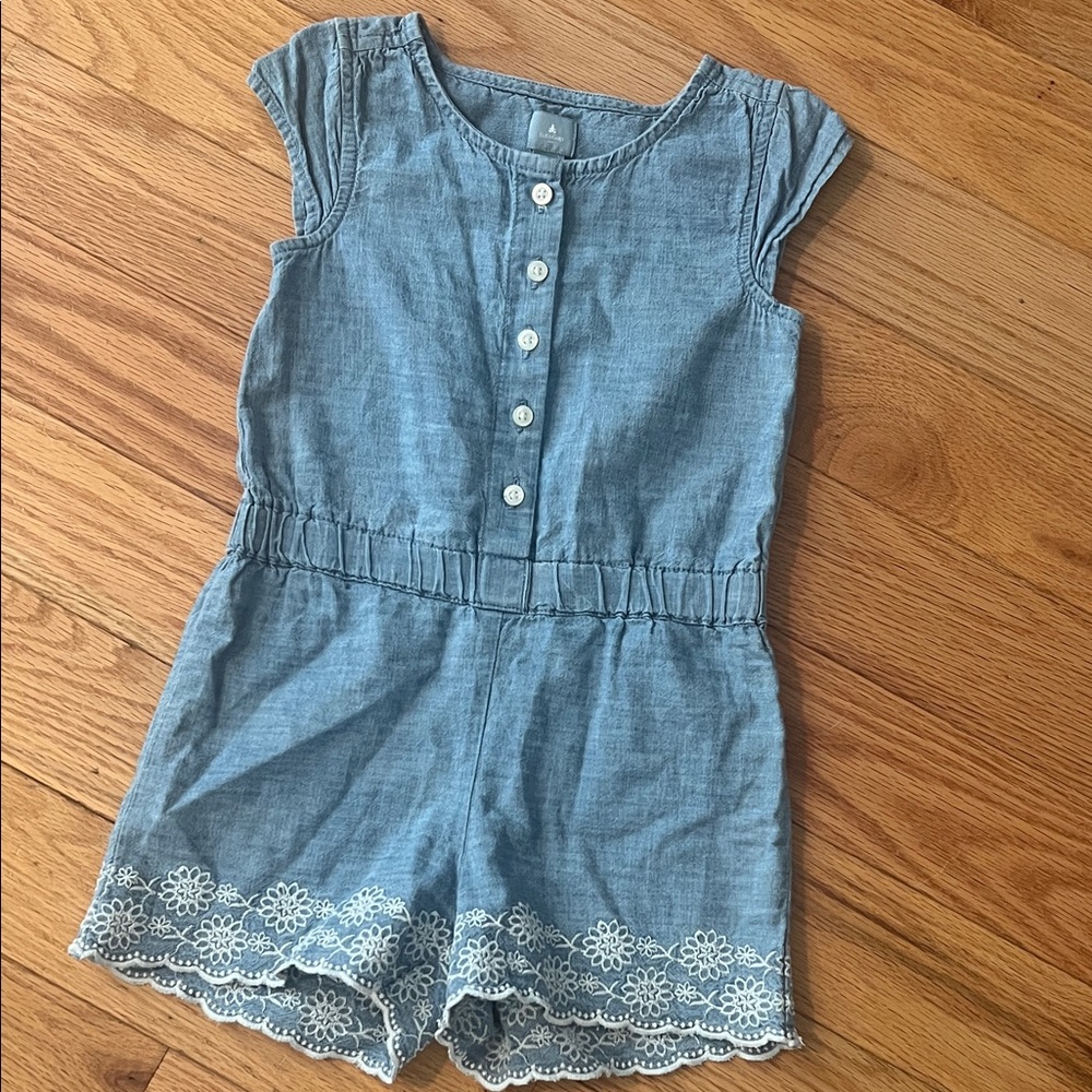 GAP Light Blue Kids Romper with Lace Trim